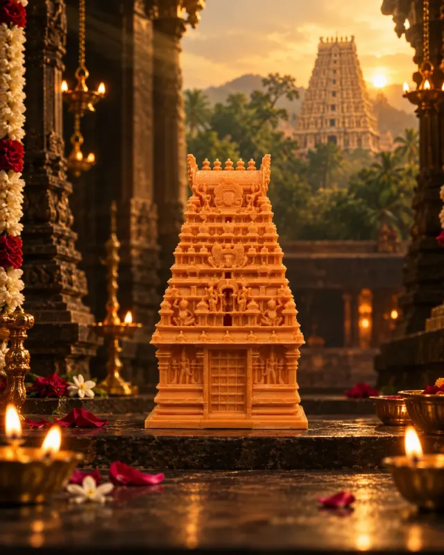 Gopuram Kumkum Chimil – 3D Printed Temple Tower Design Kumkum Box for Home, Office & Gifting