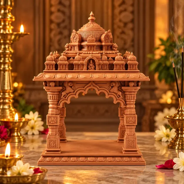 South Indian Divine Mandapam (5 Inch) – 3D Printed Temple Mandapam for Pooja Room, Home Altar & Gifting
